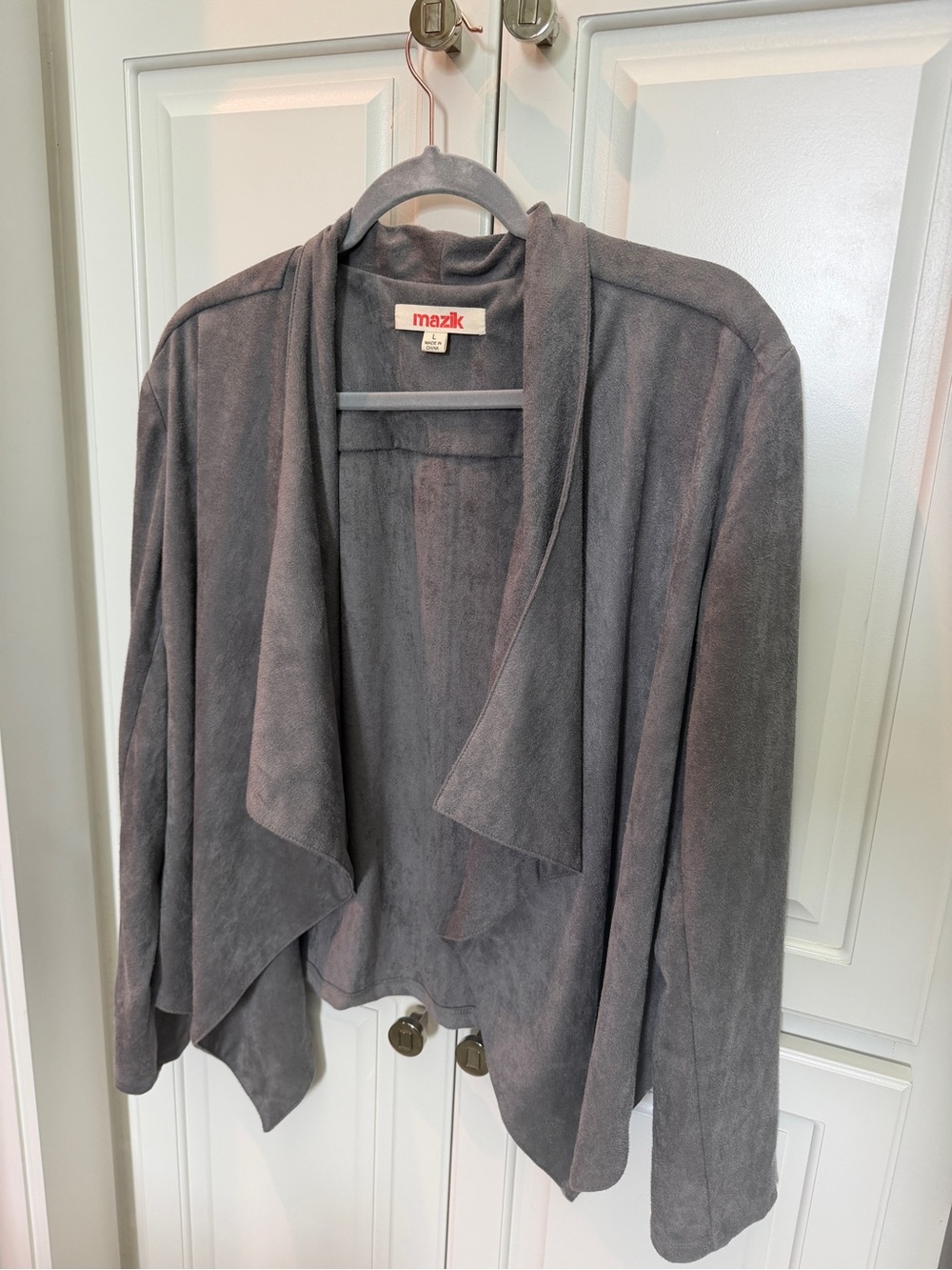 Mazik Gray Open Drape Front Jacket
